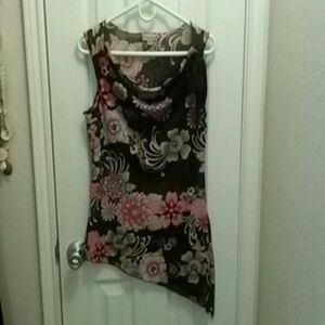 Last Call! Brown draped Soulmates flowered tunic